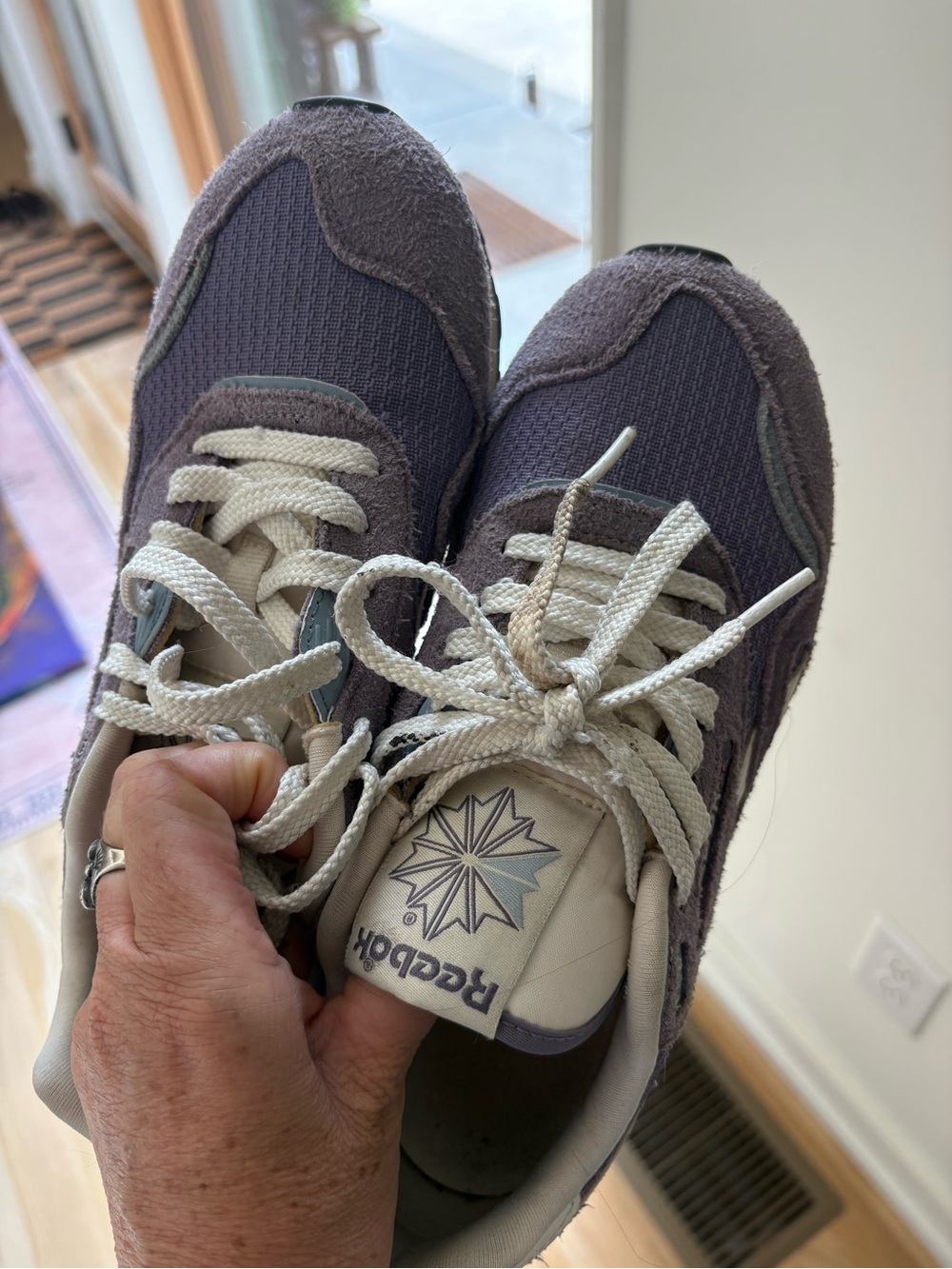 Reebok Purple Suede & Mesh Sneakers with Cream Laces